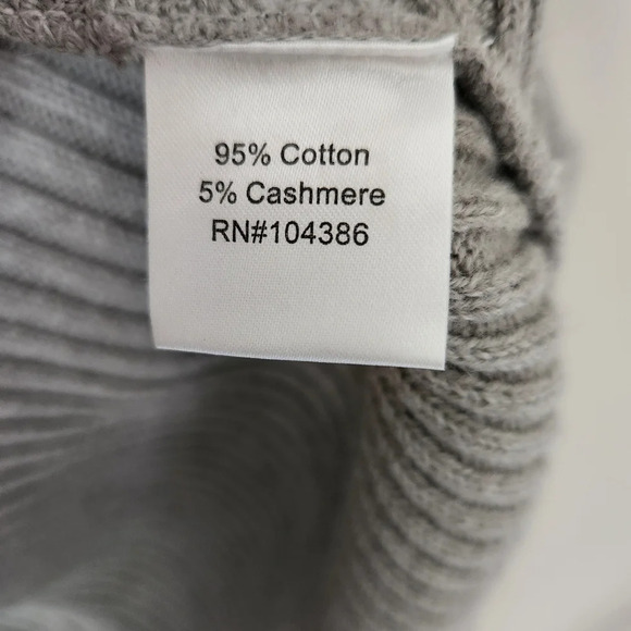 Garnet Hill | Open Front Ribbed Cotton Cashmere Blend Cocoon Cardigan - Size M - Picture 9 of 10